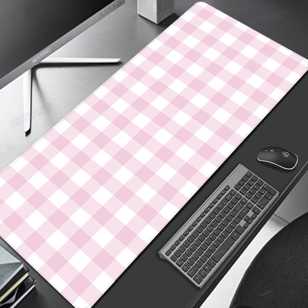 Gaming Keyboard And Mouse Combo - 핑크 격자 마우스 패드 카와이 귀여운
