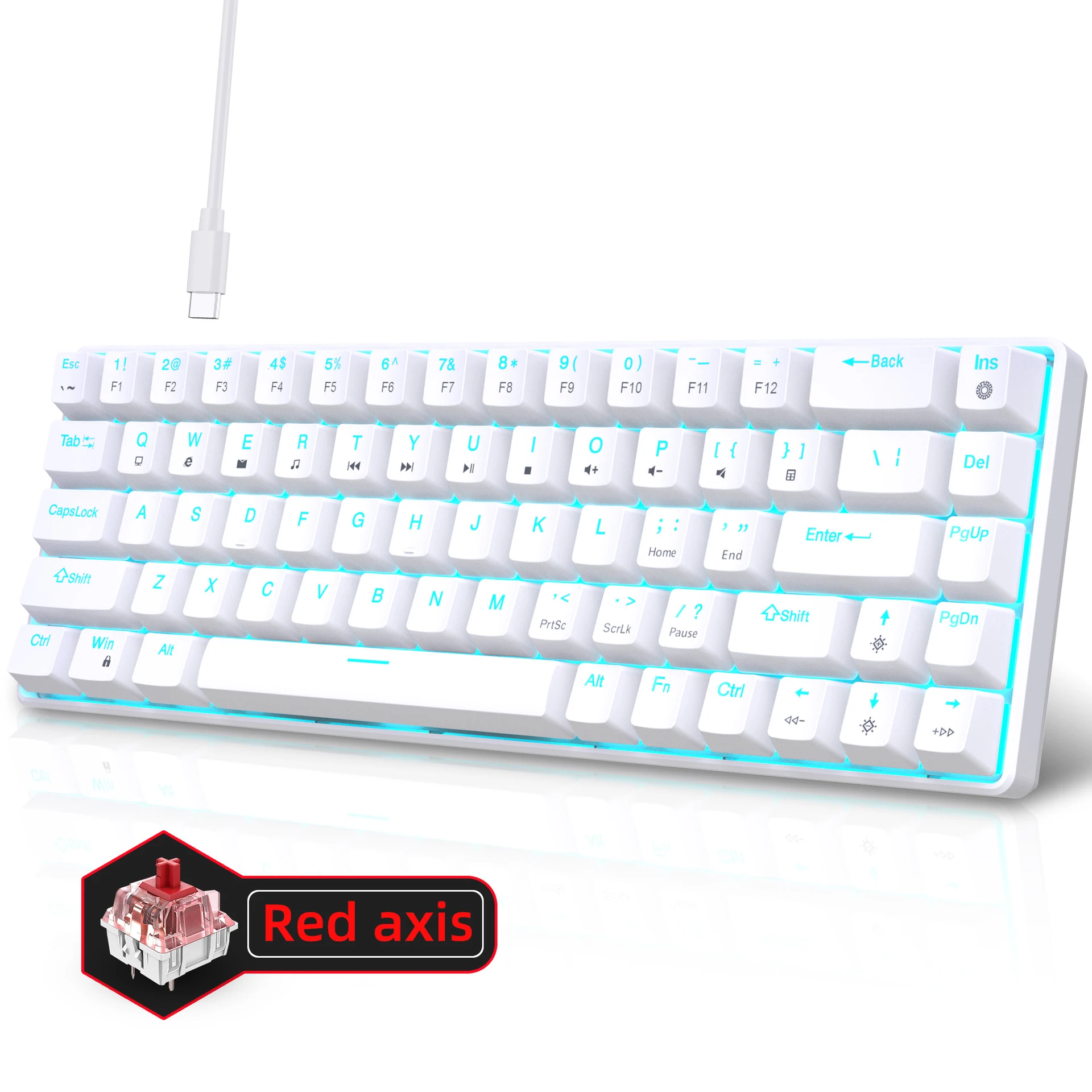 Gaming Keyboard Budget - 기계식 게이밍 키보드 60% USB 화이트