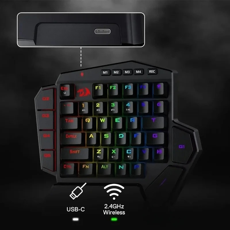 새로운 Redragon K585 PRO 무선 한손 기계 - Gaming Keyboard Half 리뷰 및 가격