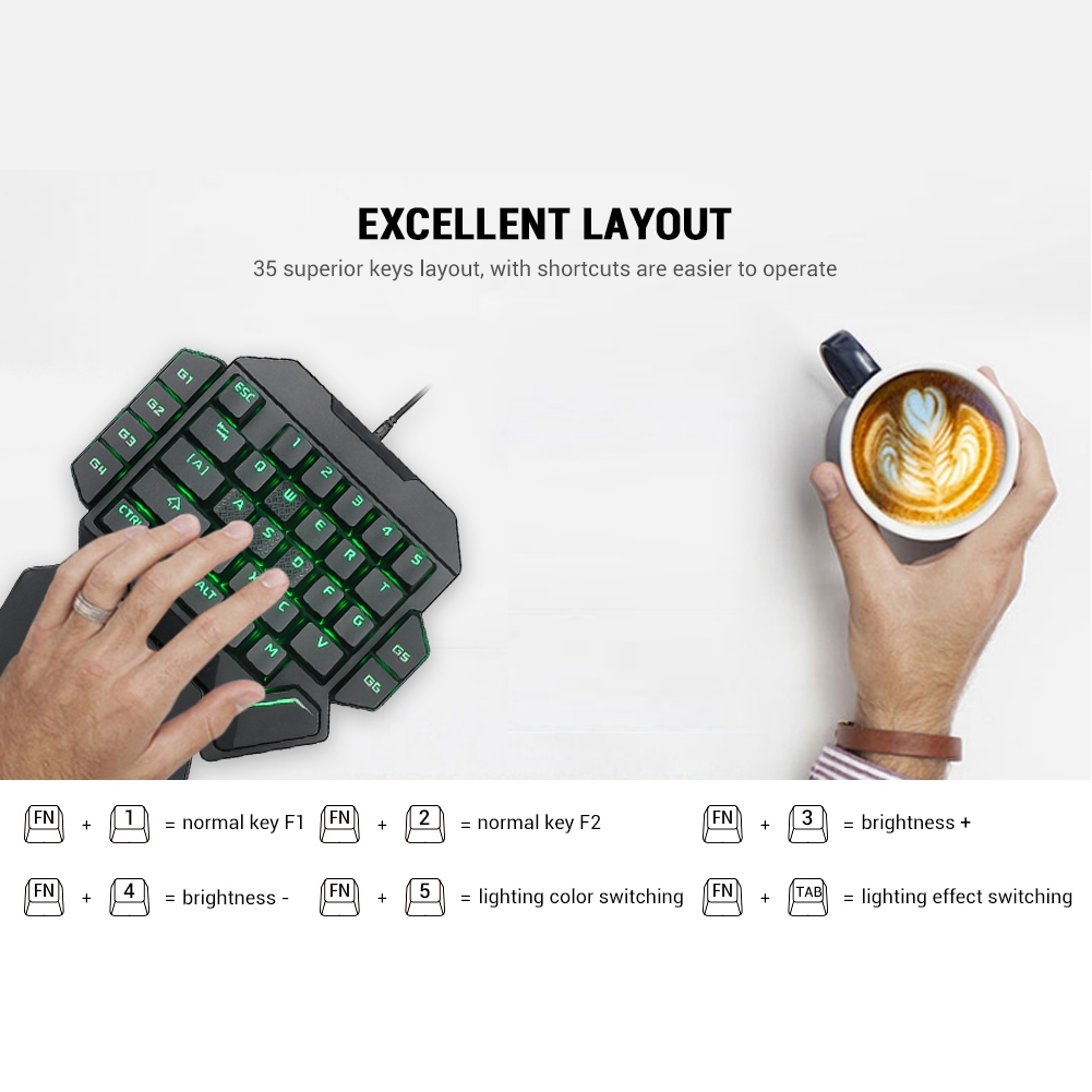 블랙라이트 키보드 한 손으로 키보드 매크로 정의 기능이 - Gaming Keyboard Half 리뷰 및 가격