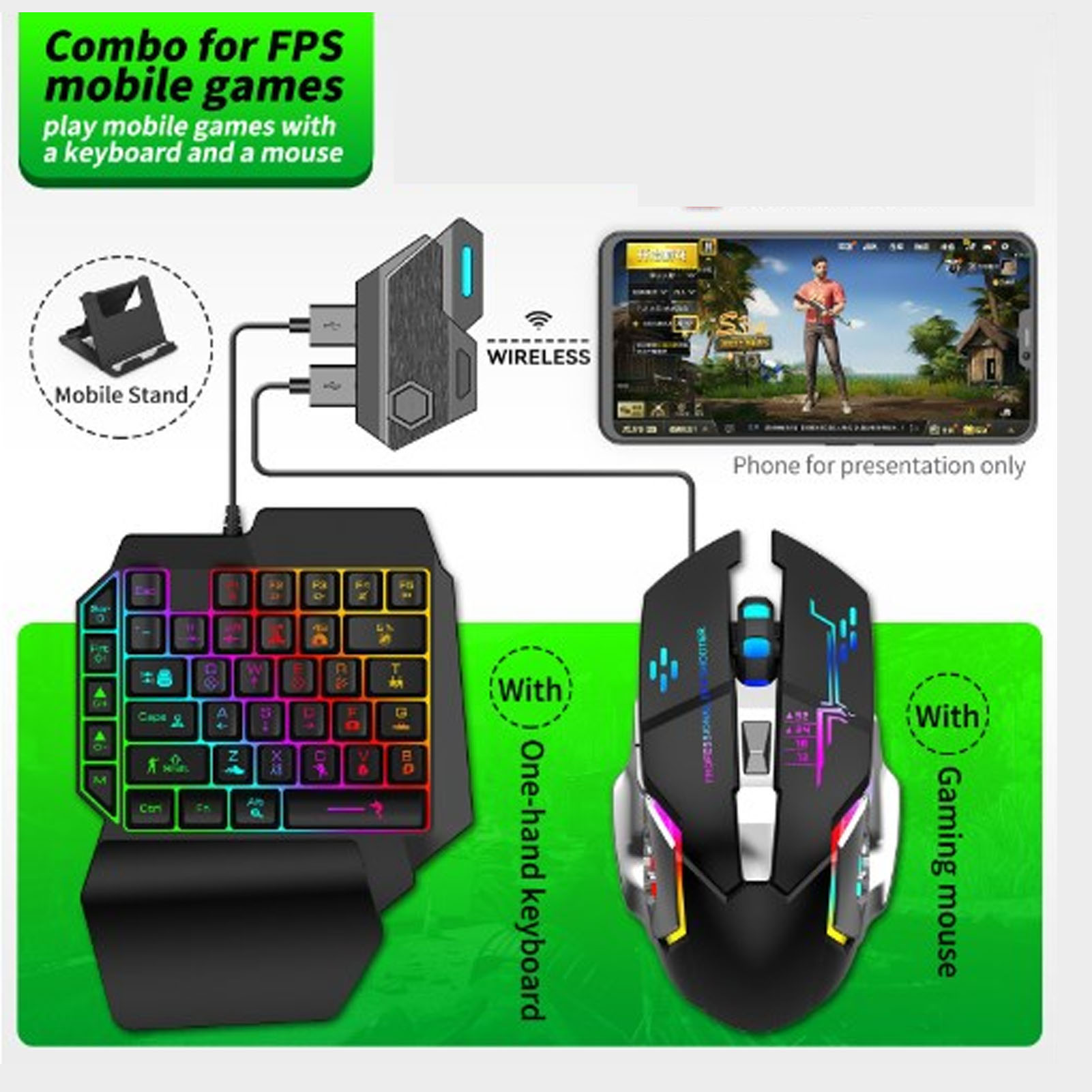 키보드 마우스 변환기 세트 반응형 한 손 키보드 마우스 - Gaming Keyboard Mobile 리뷰 및 가격