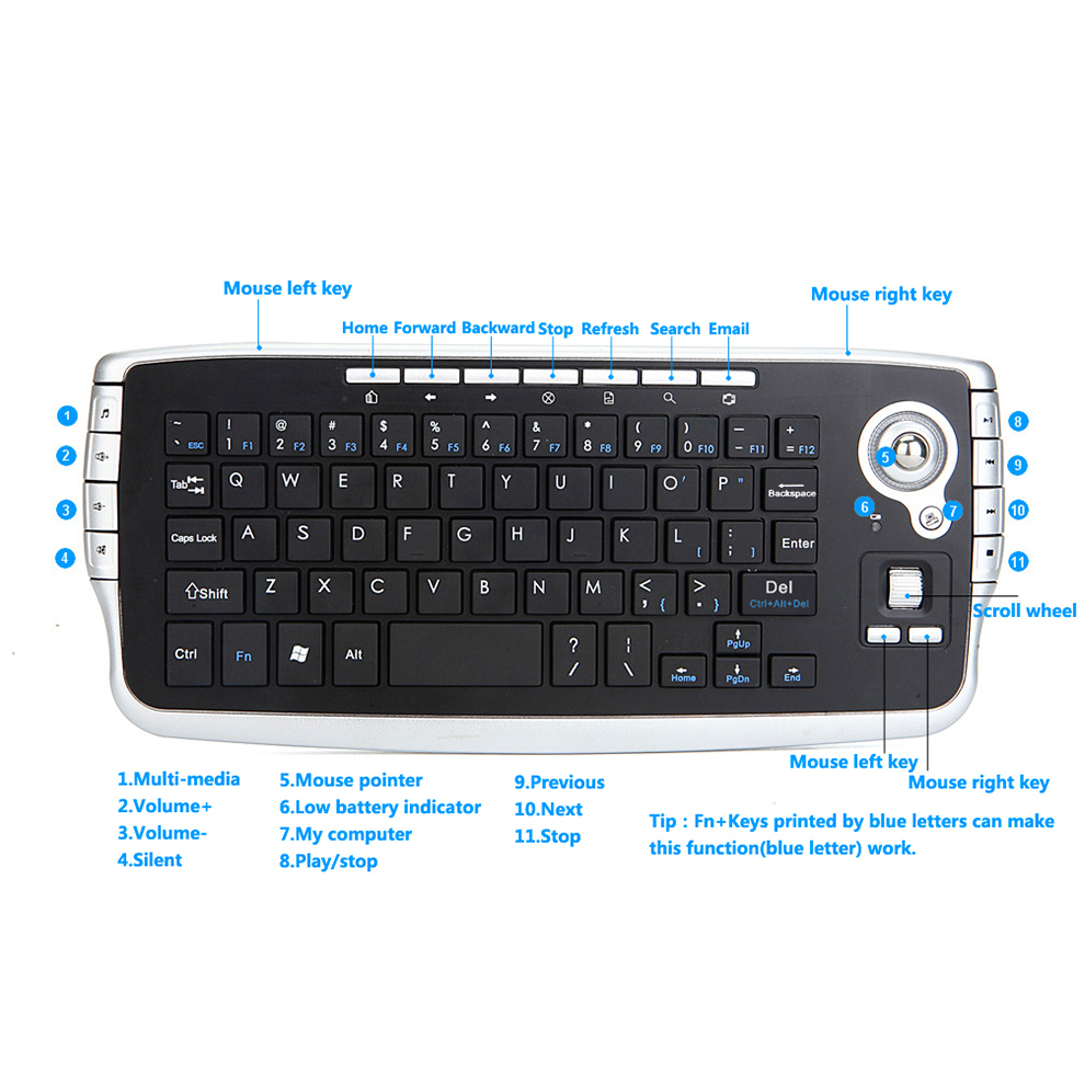 Jomaa 휴대용 USB 무선 트랙볼 키보드(트랙볼 및 - Gaming Keyboard Budget 리뷰 및 가격