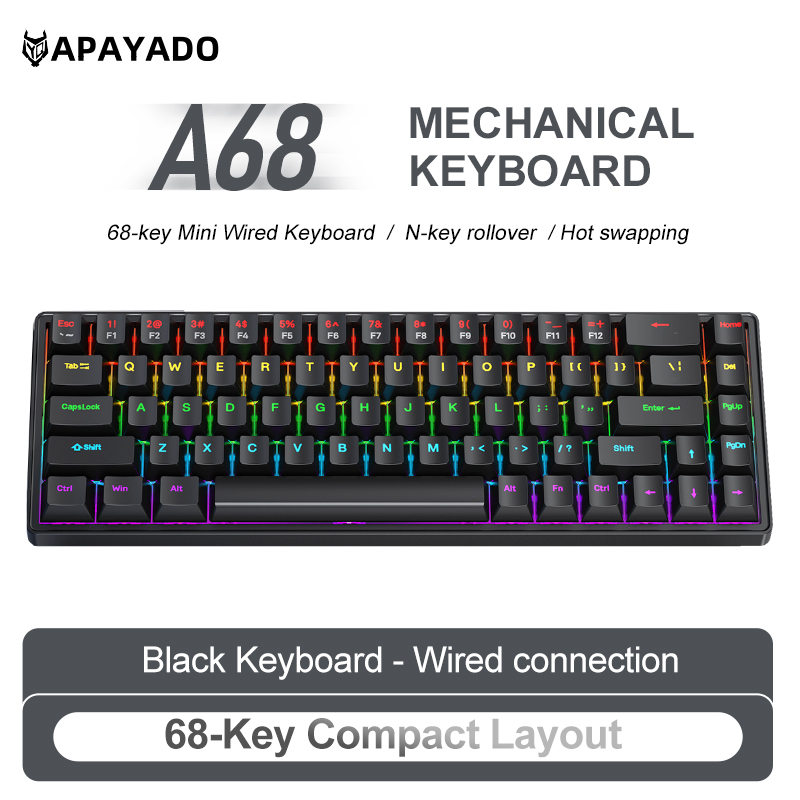 APAYADO A68 유선 기계식 키보드 핫 스왑 가능 - Gaming Keyboard Budget 리뷰 및 가격