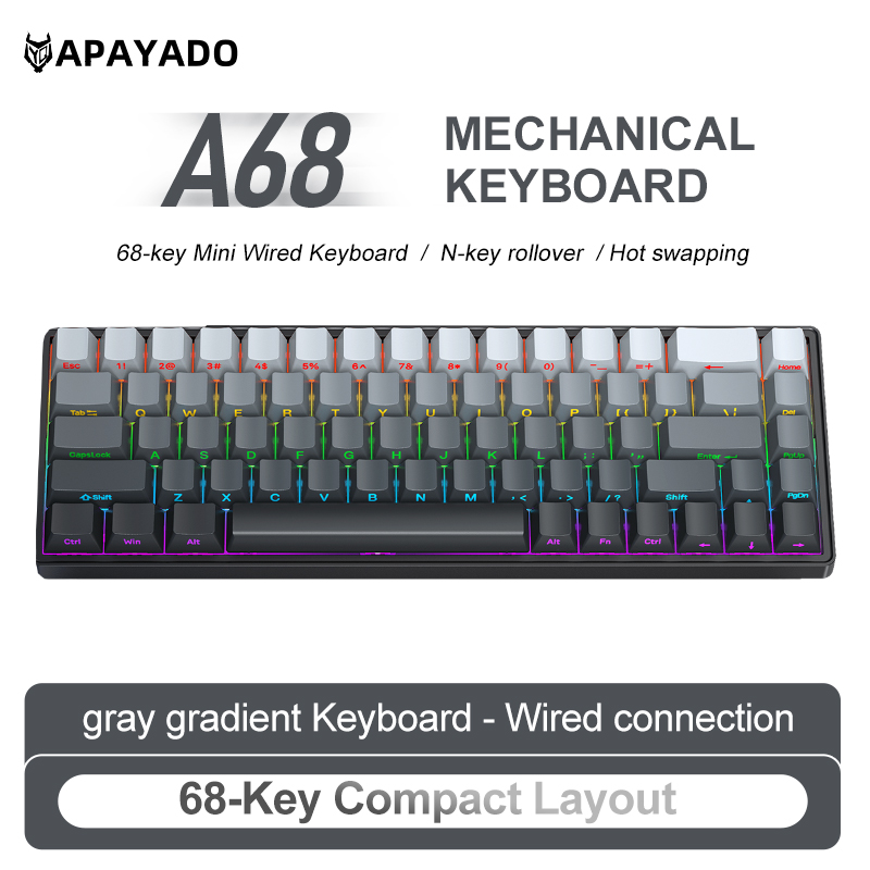 APAYADO A68 유선 기계식 키보드 핫 스왑 가능 - Gaming Keyboard Budget 리뷰 및 가격